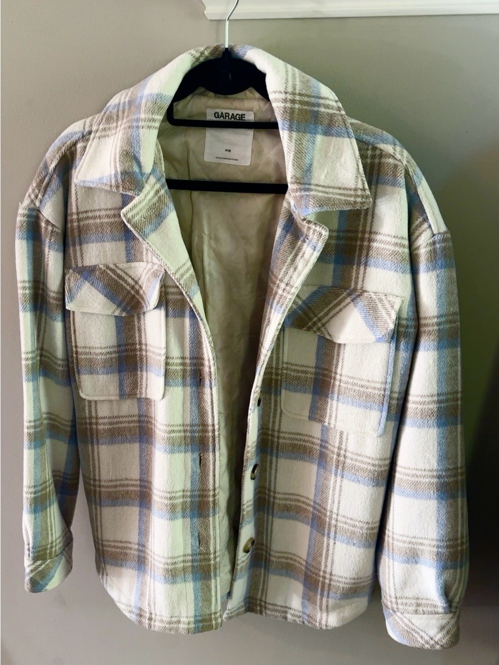 Garage Vancity Shacket Women’s Small Pastel Plaid Blend Quilted Jacket Like New